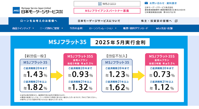 日本モーゲージサービス「MSJフラット35」